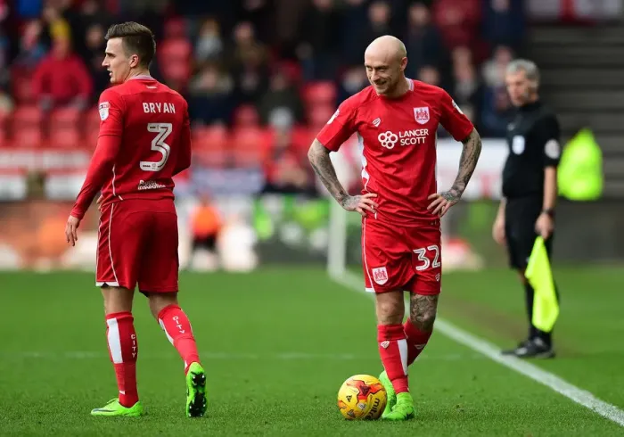 Framed Print : Bristol City FC: David Cotterill and Joe Bryan in Action at Ashton Gate during Sky Bet Championship Match against Rotherham United (February 4, 2017)