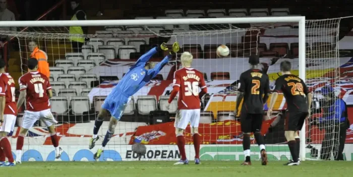 Framed Print : Bristol City FC: David James Unable to Save Malaury Martins Free-Kick Against Middlesbrough (Neil Phillips / Pinnacle, 03 / 12 / 2011) Framed Print : Bristol City FC: David James Unable to Save Malaury Martins Free-Kick Against Middlesbrough (Neil Phillips / Pinnacle, 03 / 12 / 2011)
