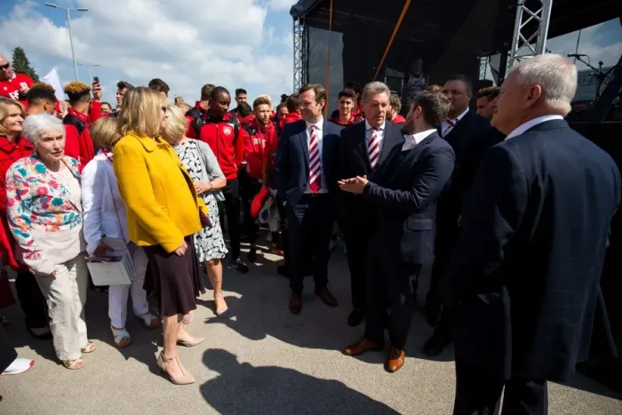 Framed Print : Bristol City FC: End of Season Awards at Ashton Gate Stadium - Players and Directors Arrive Amidst Cheering Fans