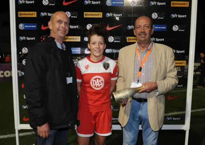 Framed Print : Bristol City FC: FA WSL Match - Man of the Match Presentation to Arsenal Ladies Player (Dougie Allward / JMP, 20 / 09 / 2014)