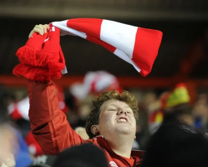 Framed Print : Bristol City FC Fan Waves Scarf at Ashton Gate Stadium during Johnstones Paint Trophy Match vs Gillingham (2015) Framed Print : Bristol City FC Fan Waves Scarf at Ashton Gate Stadium during Johnstones Paint Trophy Match vs Gillingham (2015)