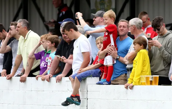 Framed Print : Bristol City FC Fans in Action at Pre-Season Friendly against Hengrove Athletic, 2016