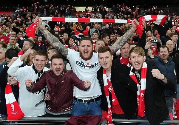 Bristol City FC Fans Celebrate at Wembley Stadium during the Johnstone's Paint Trophy Final against Walsall (22 / 03 / 2015)