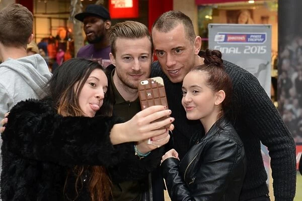 Bristol City FC: Fan's Exciting Selfie with Wade Elliott and Aaron Wilbraham at Cabot Circus during Johnstones Paint Trophy
