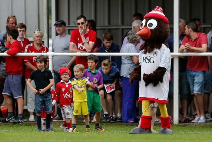 Framed Print : Bristol City FC Fans and Scrumpy Celebrate Pre-Season Victory Framed Print : Bristol City FC Fans and Scrumpy Celebrate Pre-Season Victory