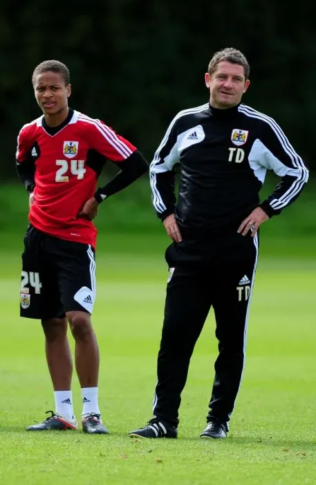 Framed Print : Bristol City FC: Focus on Football - Docherty and Reid in Deep Training Concentration