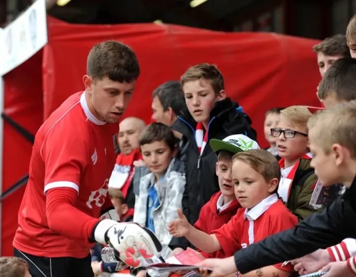 Framed Print : Bristol City FC: Frank Fielding Signs Autographs for Young Fans Before the Game