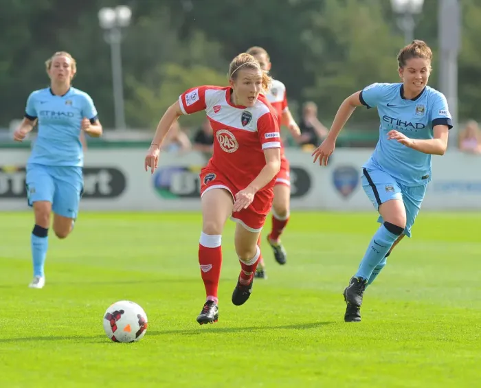 Framed Print : Bristol City FC: Frankie Brown in Action against Manchester City Ladies, SGS Wise Campus, 2014 Framed Print : Bristol City FC: Frankie Brown in Action against Manchester City Ladies, SGS Wise Campus, 2014