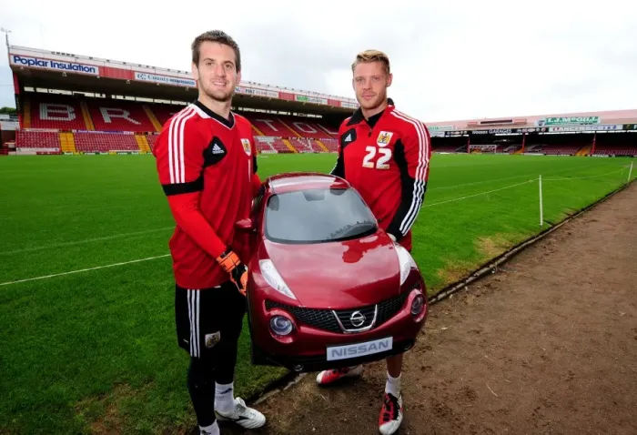 Framed Print : Bristol City FC Goalkeepers Tom Heaton and Dean Gerken with Baby Duke from Wessex Garages at Pre-Season Open Day Framed Print : Bristol City FC Goalkeepers Tom Heaton and Dean Gerken with Baby Duke from Wessex Garages at Pre-Season Open Day