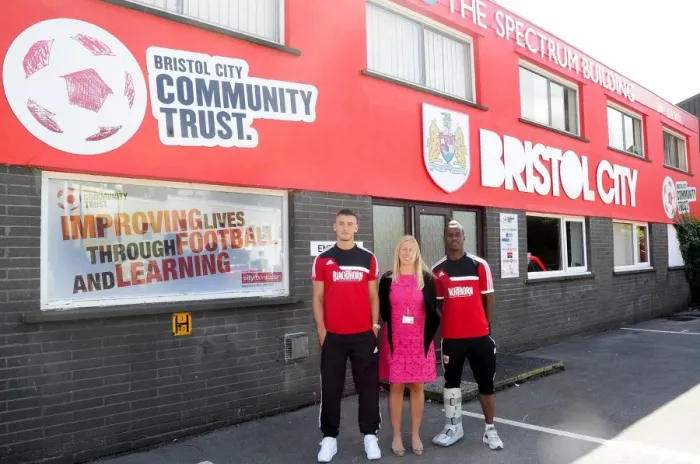 Framed Print : Bristol City FC: James Wilson, Amy Kingston, Toby Ajala Outside Ashton Gate - Bradford City Clash (Sky Bet League One)