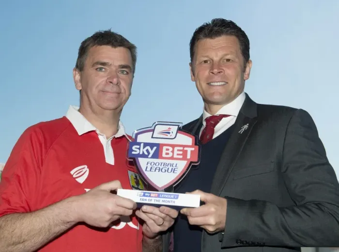 Framed Print : Bristol City FC: Jerry Tocknell Honored as Sky Bet League One Fan of the Month by Steve Cotterill