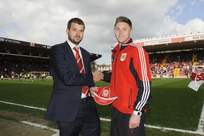 Framed Print : Bristol City FC: Jon Lansdown Presents Wales Age Group Caps to Players during Half Time at Ashton Gate, 2013 (Bristol City vs. Huddersfield, Championship) Framed Print : Bristol City FC: Jon Lansdown Presents Wales Age Group Caps to Players during Half Time at Ashton Gate, 2013 (Bristol City vs. Huddersfield, Championship)