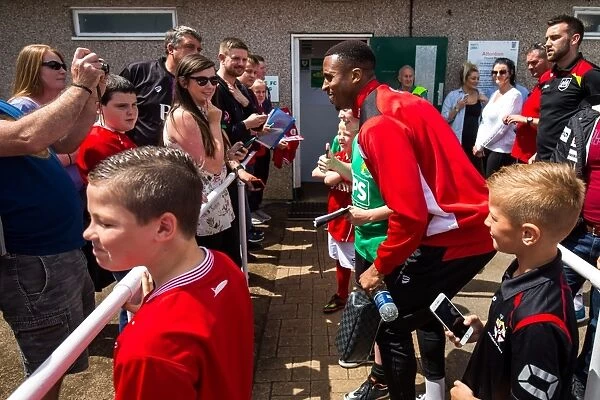 Bristol City FC: Jonathan Kodjia Interacts with Kids at Hengrove Athletic Pre-Season Match