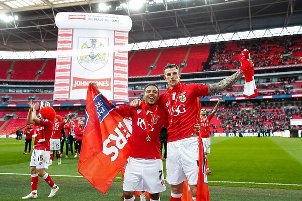 Bristol City FC: Korey Smith and Aden Flint Celebrate Johnstones Paint Trophy Victory