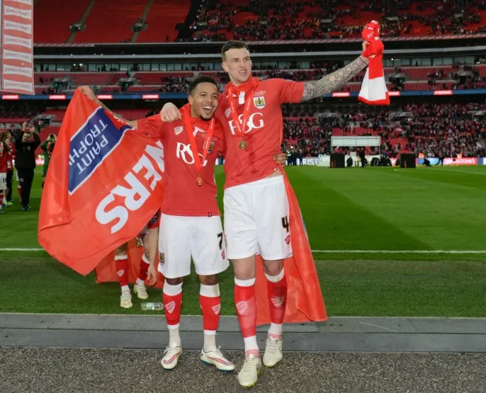 Framed Print : Bristol City FC: Korey Smith and Aden Flint's Emotional Winning Moment in the Johnstone Paint Trophy Final against Walsall Framed Print : Bristol City FC: Korey Smith and Aden Flint's Emotional Winning Moment in the Johnstone Paint Trophy Final against Walsall