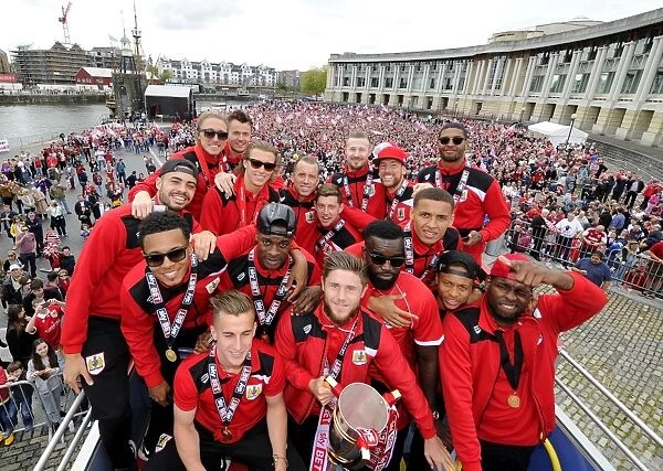 Bristol City FC: League One Victory Celebration with Thousands of Fans and the Trophy