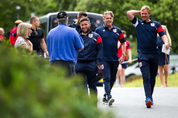 Framed Print : Bristol City FC: Lee Johnson Engages with Supporters upon Arrival at Guernsey Friendly (09.07.17) Framed Print : Bristol City FC: Lee Johnson Engages with Supporters upon Arrival at Guernsey Friendly (09.07.17)