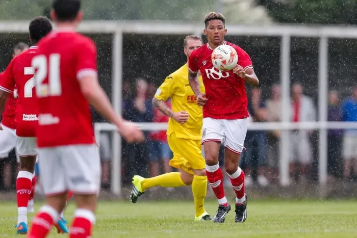 Framed Print : Bristol City FC: Lloyd Kelly in Action during Pre-Season Community Match vs. Brislington Framed Print : Bristol City FC: Lloyd Kelly in Action during Pre-Season Community Match vs. Brislington