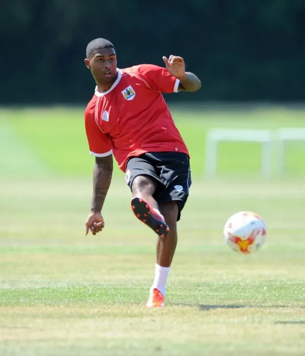 Framed Print : Bristol City FC: Mark Little in Intense Training Focus (July 2, 2014)