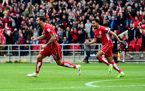 Bristol City FC: Marlon Pack and Korey Smith's Euphoric Moment as They Celebrate Championship Win Against Queens Park Rangers (14.04.2017)