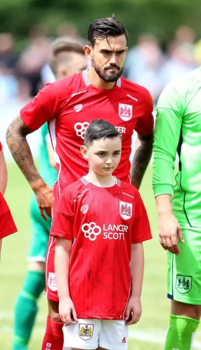 Framed Print : Bristol City FC: Marlon Pack and Mascot Prepare for Pre-Season Friendly at Hengrove Athletic Framed Print : Bristol City FC: Marlon Pack and Mascot Prepare for Pre-Season Friendly at Hengrove Athletic