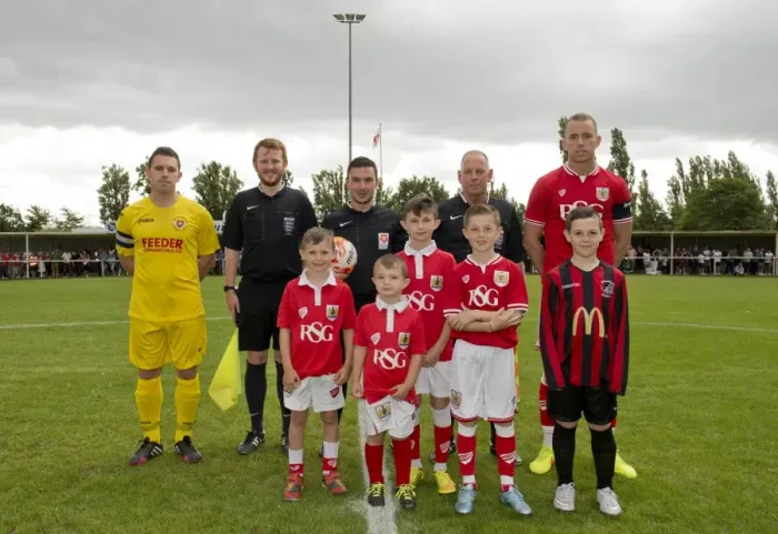 Framed Print : Bristol City FC: Mascot Moment at Brislington Stadium Pre-Season Friendly (July 2015)