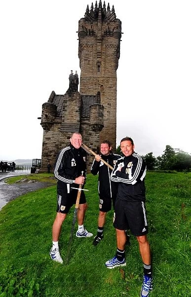 Bristol City FC: McInnes, Docherty, and Spink at the Wallace Monument during Scotland Tour Pre-Season Training