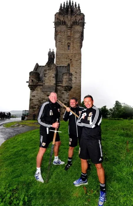 Framed Print : Bristol City FC: McInnes, Docherty, and Spink at the Wallace Monument during Scotland Tour Pre-Season Training