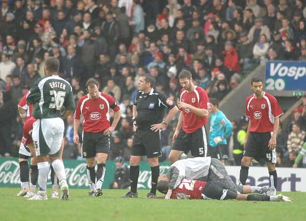 Bristol City FC: Physio in Action during Plymouth Match