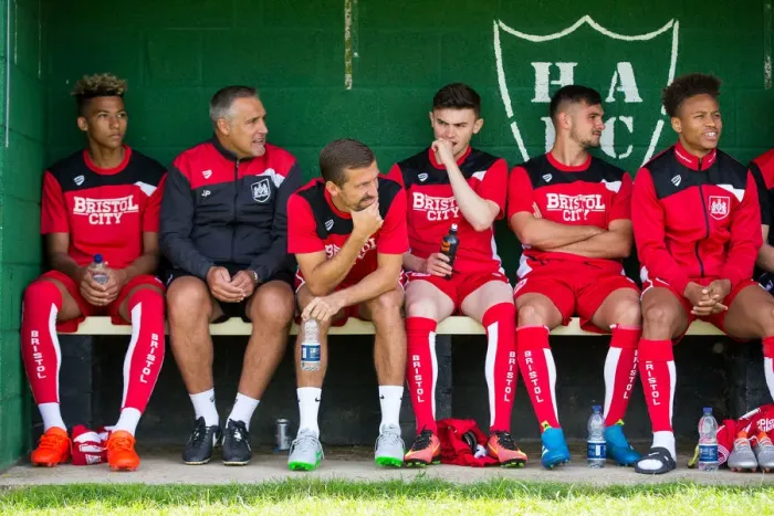 Framed Print : Bristol City FC Players Watch from the Sidelines during Pre-Season Match against Hengrove Athletic Framed Print : Bristol City FC Players Watch from the Sidelines during Pre-Season Match against Hengrove Athletic