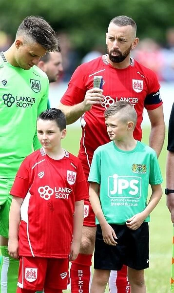 Bristol City FC: Pre-Season Friendly at Hengrove Athletic - Aaron Wilbraham and Trialist with Mascots