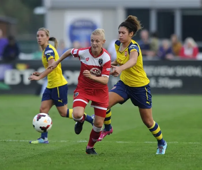 Framed Print : Bristol City FC: Sophie Ingle Faces Off Against Casey Stone of Arsenal Ladies in FA WSL Clash