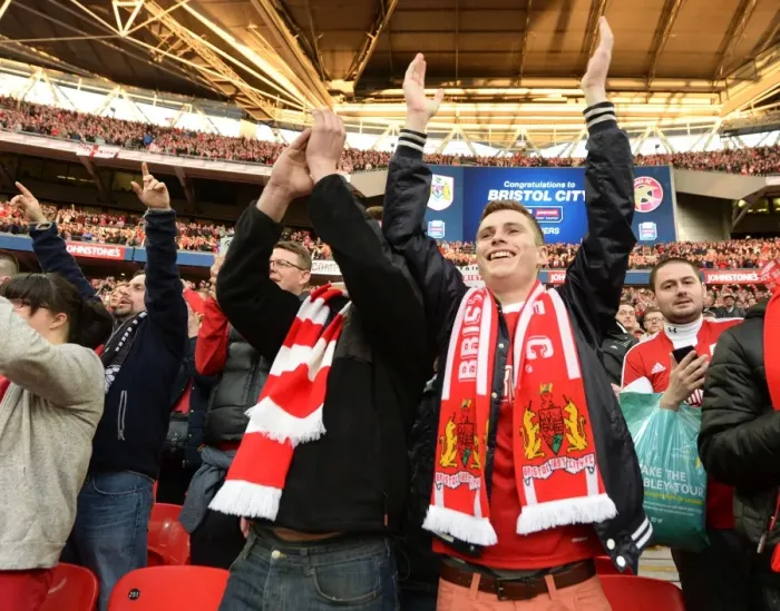 Framed Print : Bristol City FC: Triumphant Fans Celebrate Johnstone's Paint Trophy Victory at Wembley Framed Print : Bristol City FC: Triumphant Fans Celebrate Johnstone's Paint Trophy Victory at Wembley