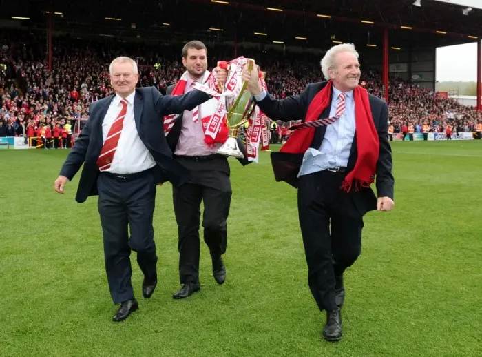 Framed Print : Bristol City FC: Triumphant Title Win - Steve Lansdown, Jon Lansdown, and Keith Dawe Hold the Sky Bet League One Trophy Framed Print : Bristol City FC: Triumphant Title Win - Steve Lansdown, Jon Lansdown, and Keith Dawe Hold the Sky Bet League One Trophy