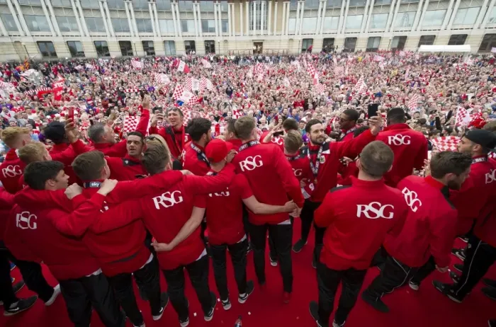 Framed Print : Bristol City FC: Uniting the City - Celebration Tour: Thousands Gather for Champion Players Victory Framed Print : Bristol City FC: Uniting the City - Celebration Tour: Thousands Gather for Champion Players Victory