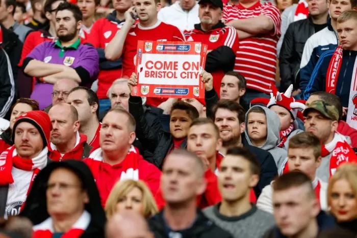 Framed Print : Bristol City FC's Glory at Wembley: A Sea of Fans Celebrating Victory