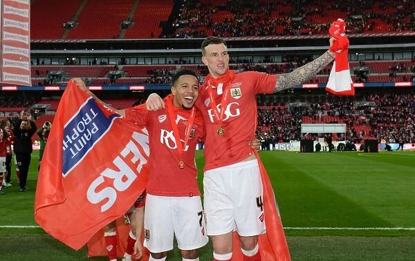Bristol City FC's Korey Smith and Aden Flint Celebrate JPT Victory over Walsall at Wembley