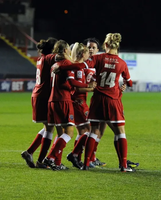 Framed Print : Bristol City FC's Nikki Watts Celebrates Glory: Triumphant Moment with Bristol Academy Women Against FC Barcelona