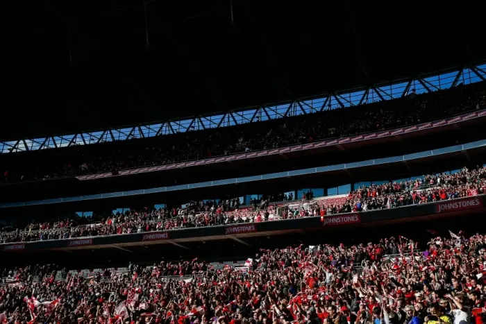 Framed Print : Bristol City FC's Thrilling Wembley Victory: A Sea of Celebrating Fans