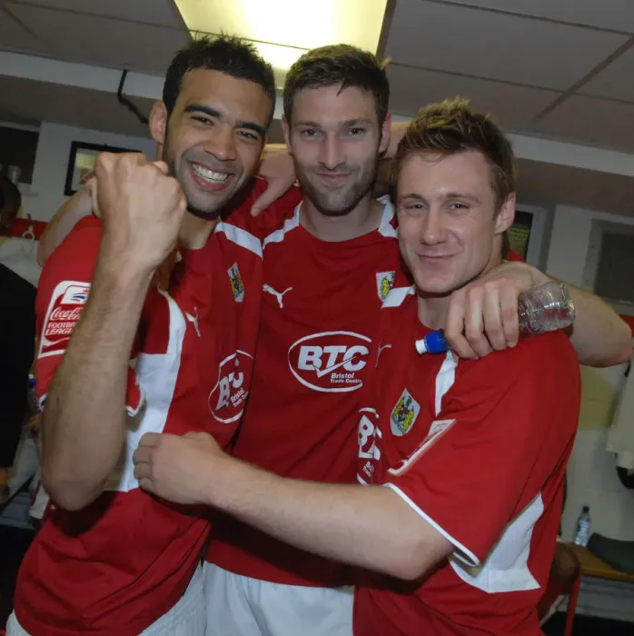 Framed Print : Bristol City FC's United Front in the Play-Off Showdown: The Epic Dressing Room Moment vs Crystal Palace
