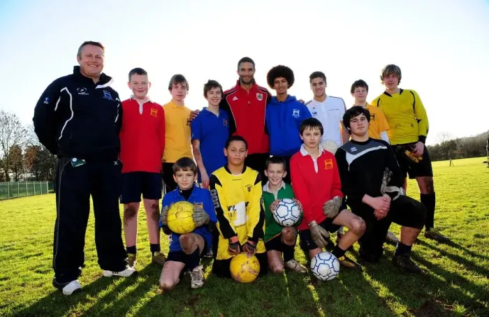 Framed Print : Bristol City First Team at Ashton Park School with David James - Season 10-11 Framed Print : Bristol City First Team at Ashton Park School with David James - Season 10-11