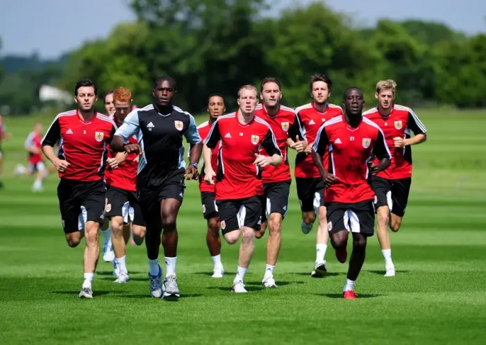 Framed Print : Bristol City First Team: Gearing Up for the 2011-12 Season - Intense Pre-season Training Framed Print : Bristol City First Team: Gearing Up for the 2011-12 Season - Intense Pre-season Training