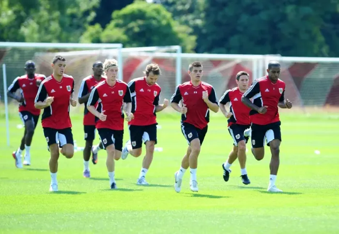 Framed Print : Bristol City First Team: Gearing Up for the 2011-12 Season - Pre-Season Training