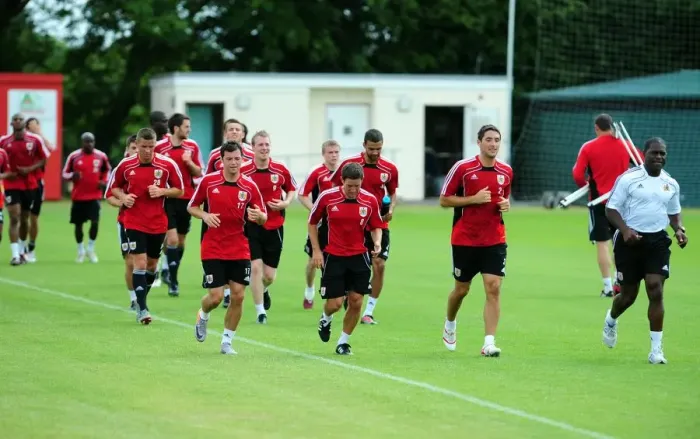 Framed Print : Bristol City First Team: Gearing Up for Season 10-11 - Pre-Season Training 2010-2011