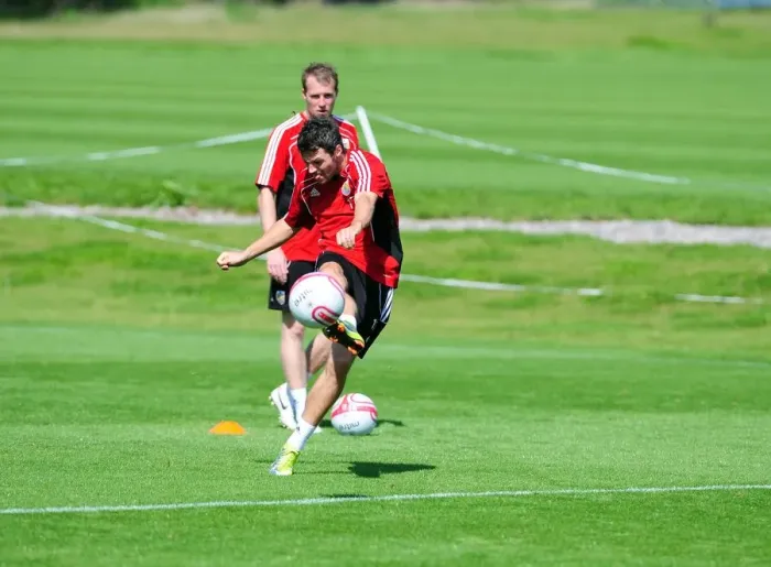 Framed Print : Bristol City First Team: Gearing Up for Season 10-11 - Training Session on September 2, 2010