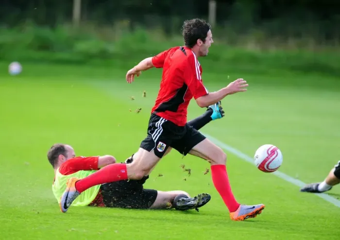 Framed Print : Bristol City First Team: Gearing Up for Season 10-11 - Training Session on September 9, 2010