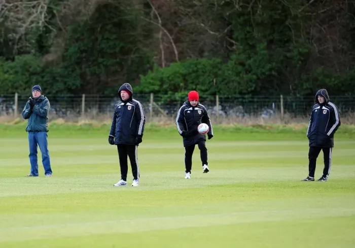 Framed Print : Bristol City First Team: Kicking Off the 2010-11 Season - January 1, 2011 Training