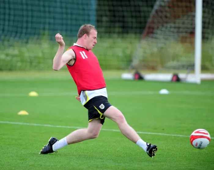 Framed Print : Bristol City First Team: Pre-Season Training 09-10 - Gearing Up for the New Season