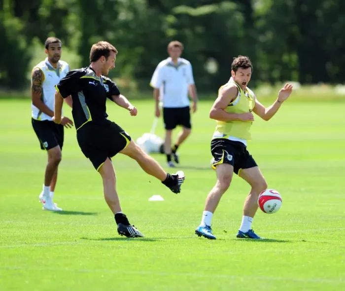 Framed Print : Bristol City First Team: Pre-Season Training 09-10 - Gearing Up for the New Season