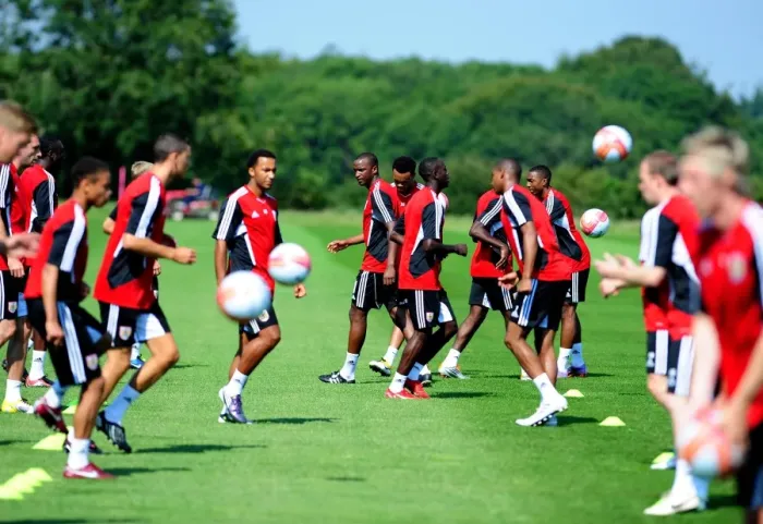 Framed Print : Bristol City First Team: Pre-Season Training 2011-12 - Gearing Up for the New Season